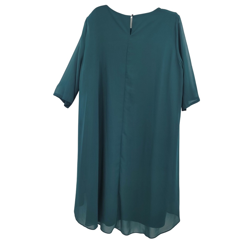 Women's Teal Chiffon Lagenlook Elegant Boho Formal Whimsigoth Sz XXL Tunic Dress - Picture 2 of 9